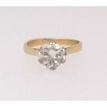 A diamond solitaire ring weighing approx. 1.30ct, set in yellow gold unmarked, finger size N.