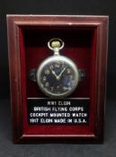 Elgin, an open face pocket watch with black dial and arabic numerals, mounted in a small case with a