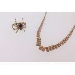 A 9ct necklace and a 9ct spider ring (2), approx 6gms.