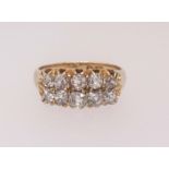 A Victorian 18ct gold double row diamond set ring, finger size O.