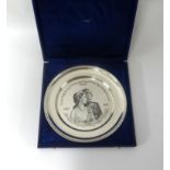John Pinches, The Royal Anniversary plate 1947-1972, 25cm diameter, cast in sterling silver from a