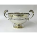 George V silver trophy bowl by Walker & Hall, with presentation inscription 1930, scroll double