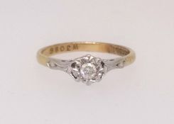 An 18ct diamond single stone ring, finger size Q.