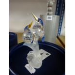 Swarovski Crystal (boxed) Malachite Kingfishers and stand