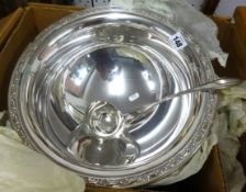 Oneida Silversmith, silver plated punch bowl and cup set, boxed