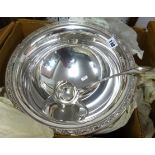 Oneida Silversmith, silver plated punch bowl and cup set, boxed