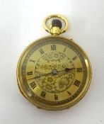 An 18ct gold antique keyless fob watch with chased back plate stamped 18k, the movement signed J.W.