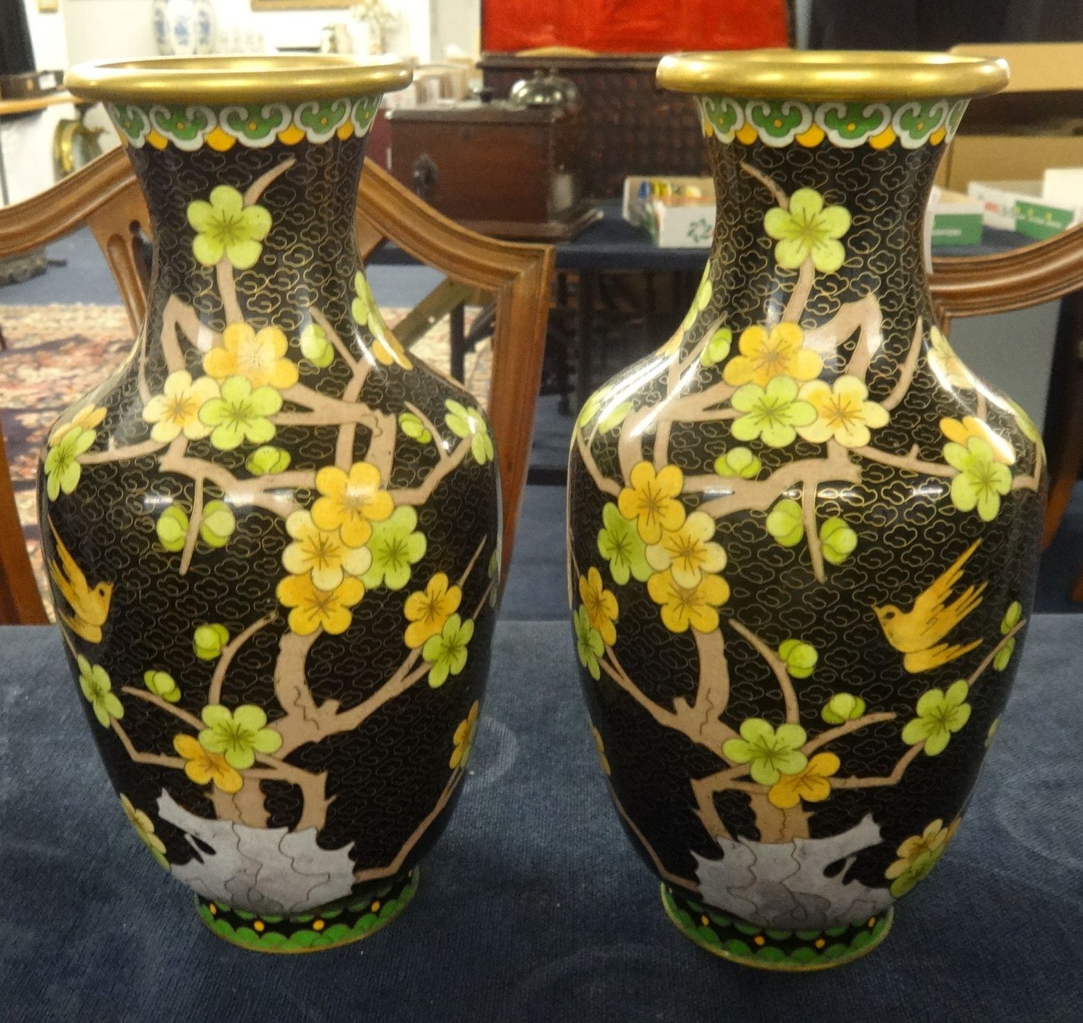 A pair of cloisonné vases (2).