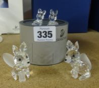 Swarovski Crystal, Four Foxes (one boxed)