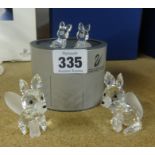 Swarovski Crystal, Four Foxes (one boxed)