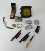 A mixed lot including fountain pen, Mentmore, 14ct gold nib, various lighters, vintage ladies and