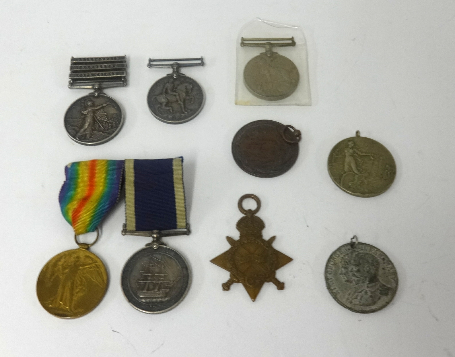 A Victoria South Africa medal awarded to 189322 A-B R.Elford HMS Doris with three bars, Driefontein,