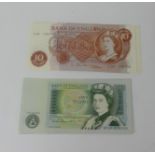 Five Bank of England ten shilling notes, sequential numbers in very good condition and four Bank