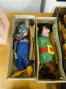 Two Pelham puppets, boxed.