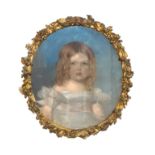 A 19th Century pastel portrait of a child, various written notes verso, including Miss Dashwood