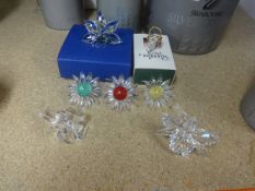 Swarovski Crystal collection comprising Orchids (2), Margaritas (3) not boxed, also four leaf clover