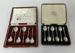 A set of six silver sterling teaspoons reproduction of Charles I 'slipped in the stork' pattern,