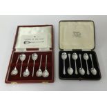 A set of six silver sterling teaspoons reproduction of Charles I 'slipped in the stork' pattern,