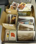 A collection of various post cards, Kensitas silk cigarette cards, trade cards, cigarette cards