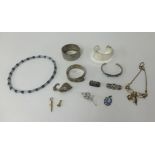 A bag of various silverwares and mixed jewellery including contemporary silver Tiffany and Co
