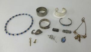 A bag of various silverwares and mixed jewellery including contemporary silver Tiffany and Co