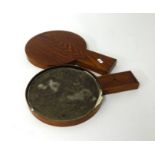 Japanese circular bronze hand mirror, one side cast