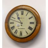 A late 19th century oak cased Dial Clock,