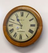A late 19th century oak cased Dial Clock,