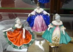 Royal Doulton, three miniature lady figurines.