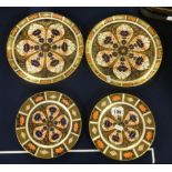 Royal Crown Derby, four patterned porcelain plates.