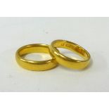 Two 22ct gold wedding bands, approx 11.50gms.