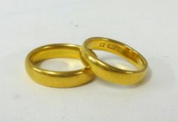 Two 22ct gold wedding bands, approx 11.50gms.