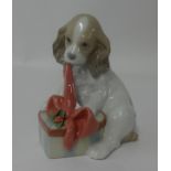 Lladro group, puppy and basket