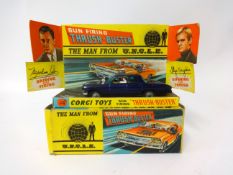 Corgi, model The Man From UNCLE Thrush Buster 497, in original box with display stand.