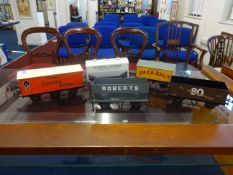 Meccano Ltd Hornby and Hornby style tinplate, five 0 gauge private owner wagons including 1950's/