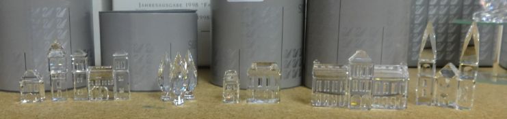 Swarovski Crystal, Cathedral, City Gates and Tower (not boxed), also City Houses (3) and three