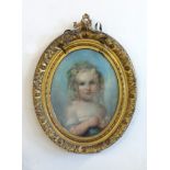 A 19th Century pastel portrait of a child, not signed, in oval gilt frame, overall size 66cm x