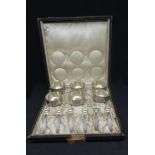 Tiffany, a set of six silver salts with spoons in original Tiffany & Co box, Paris.
