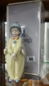 Lladro, Pierrot boxed together with Lladro Society plaque, boxed (2).