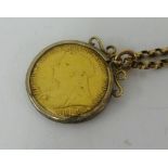 Victoria, 1896 gold sovereign on 9ct chain.