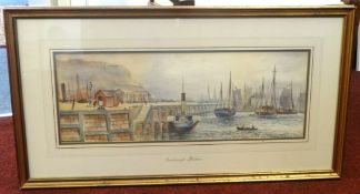 J.Geldhard Hutton, water colour signed and dated 1907 'Scarborough Harbour', 25cm x 62cm and Anthony