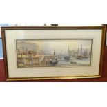 J.Geldhard Hutton, water colour signed and dated 1907 'Scarborough Harbour', 25cm x 62cm and Anthony