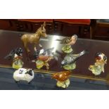 Beswick, a collection of six small birds, a sheep and a donkey (8).