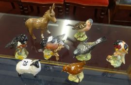 Beswick, a collection of six small birds, a sheep and a donkey (8).