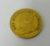 A gold South African half pond 1894 together with a 9ct gold locket.