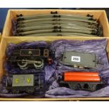 Hornby, train set, O gauge clock work, boxed.