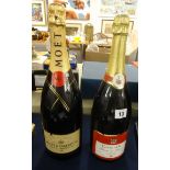 Moet and Chandon, large bottle of champagne 1500ml and a bottle of Carte D'or Demisec (2).