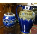 Royal Doulton Art Pottery jug impressed marks 6824 and a Doulton Lambeth three spill jug impressed