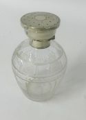 A Geo V silver mounted and glass scent bottle, height 13cm.