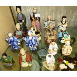 SELECTION OF ORIENTAL THEMED CERAMIC NODDING HEAD FIGURINES (A/F)